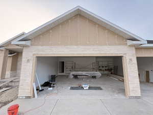 16' wide x 8' tall w/ 24' deep x 21'5" wideThis is large enough for big trucks to use and have plenty of room to move around in once parked.