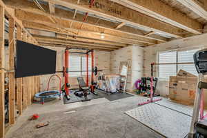 Exercise area featuring concrete flooring