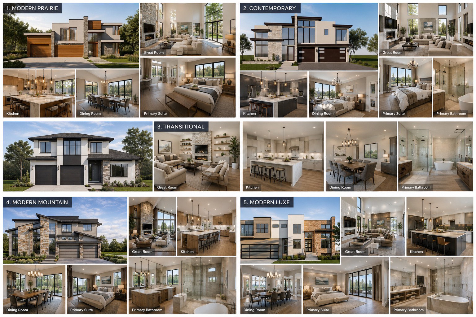 Real Estate Marketing Brochure. Showcasing various property styles and interior spaces