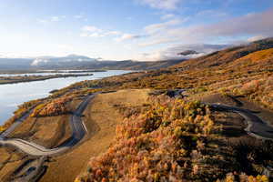 Drone / aerial view of a water and mountain view