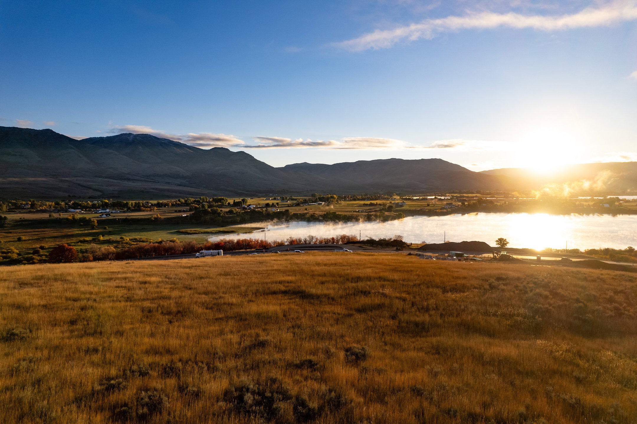 Mountain view with a large body of water