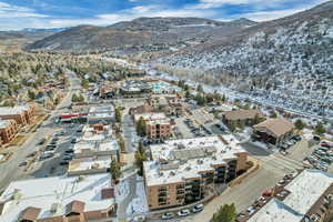 Drone / aerial view of a mountain backdrop