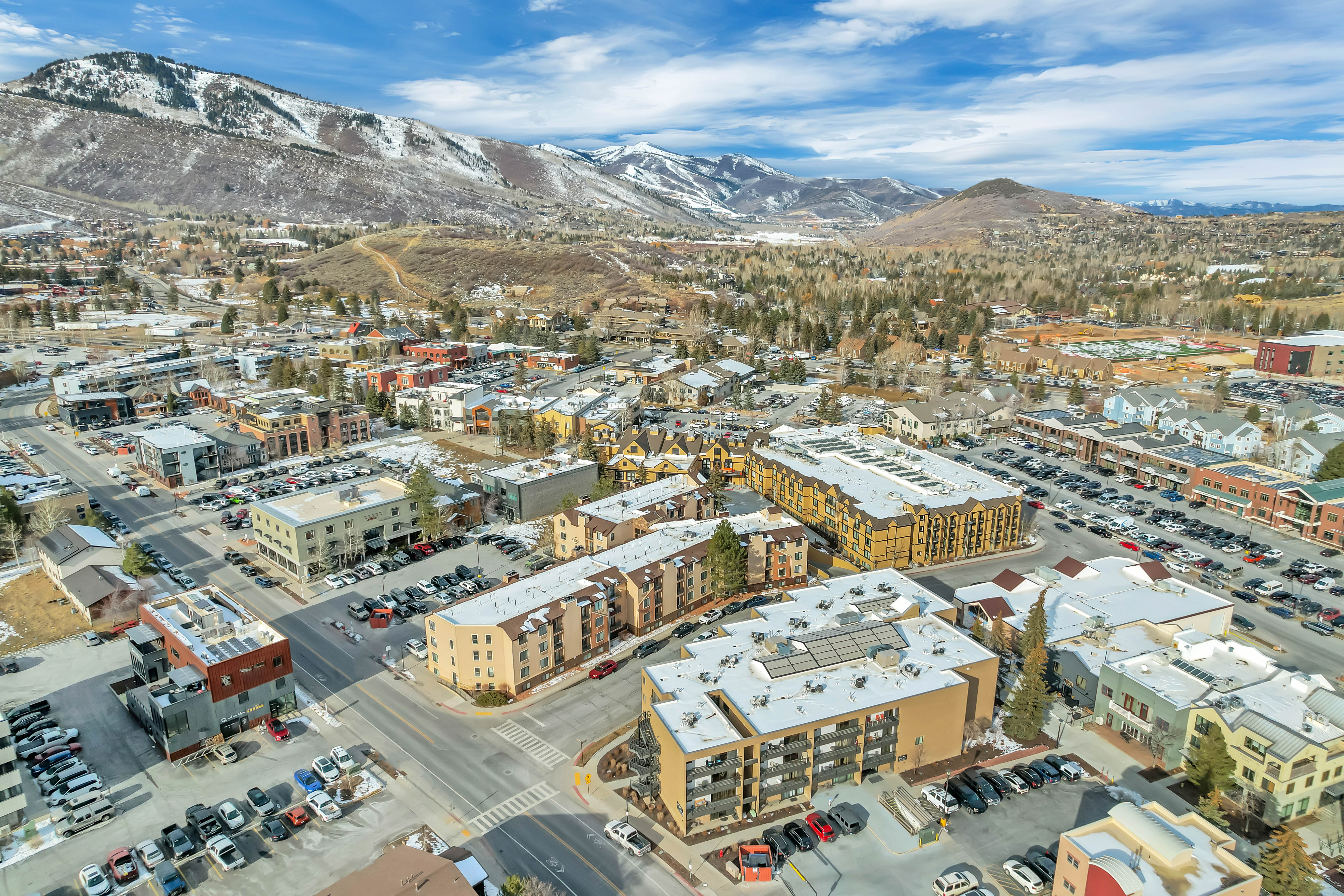 Bird's eye view of a mountain backdrop