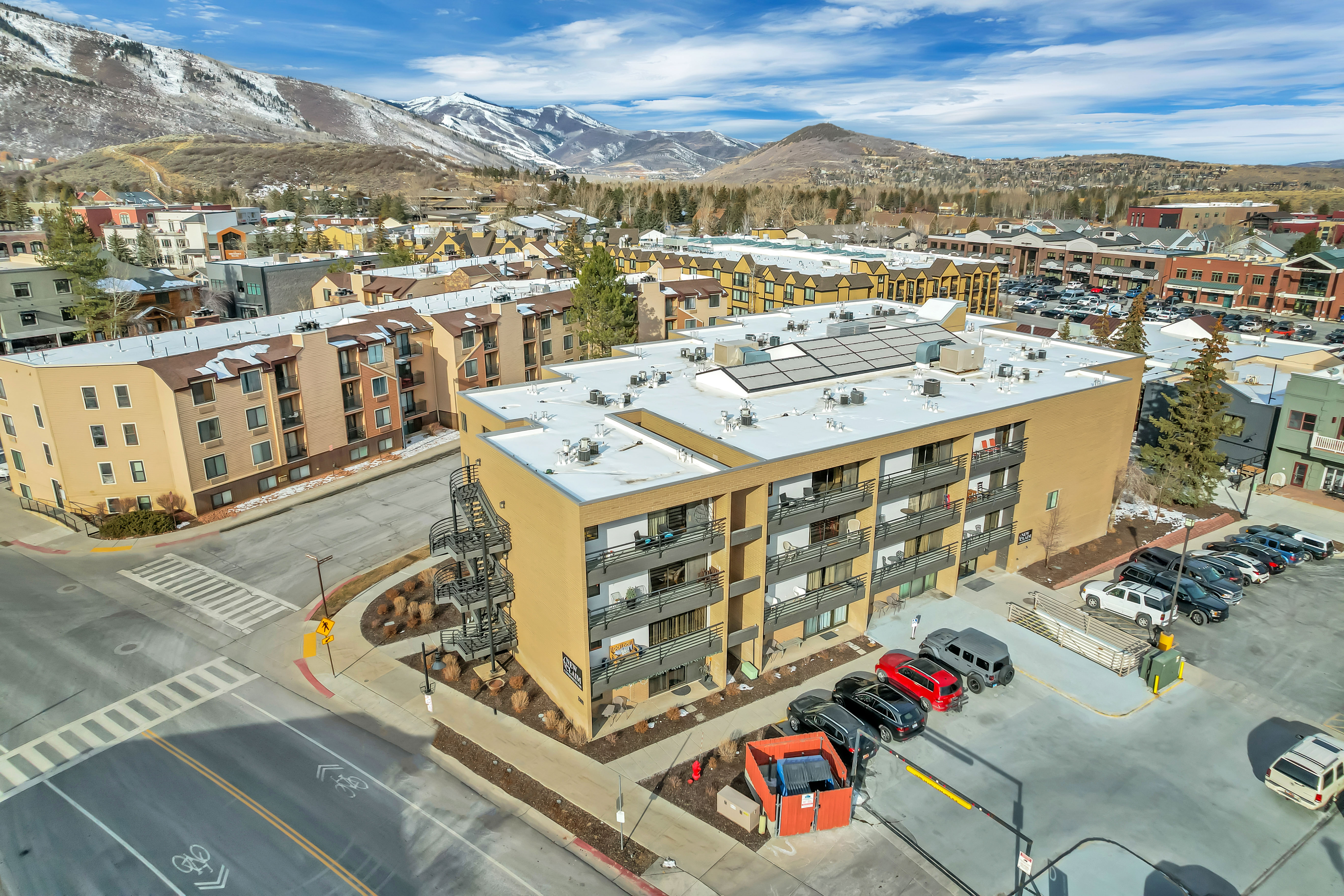 Drone / aerial view of a mountain backdrop