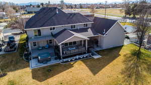 Aerial perspective of suburban area