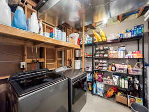 Storage featuring independent washer and dryer