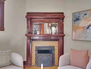 Detailed view of a fireplace