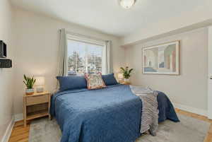 Bedroom with light wood-type flooring