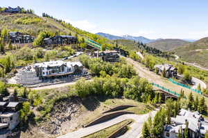 Bird's eye view of a mountain backdrop