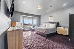 Bedroom with carpet and recessed lighting