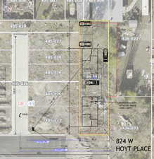 Aerial map of property and surrounding area with property parcel outlined