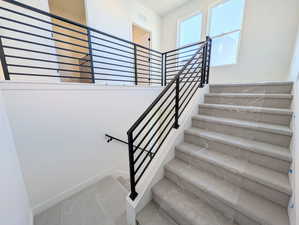 Stairway with metail railing