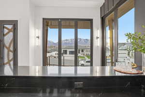 Kitchen view of mountains