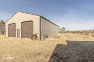 View of detached garage
