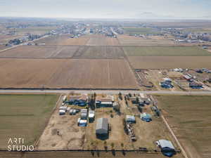 Overview of rural landscape with extensive farmland