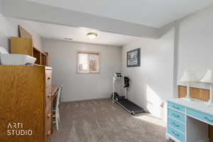 Workout room with carpet