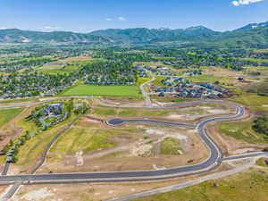 Aerial view of a mountainous background