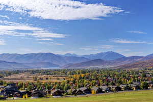 View of mountain backdrop with nearby suburban area