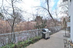 Back patio with the Logan river running!