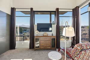 View of carpeted living area