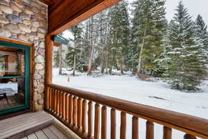 View of snow covered deck
