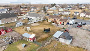 Aerial perspective of suburban area