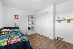 Bedroom with LVP floors and a closet