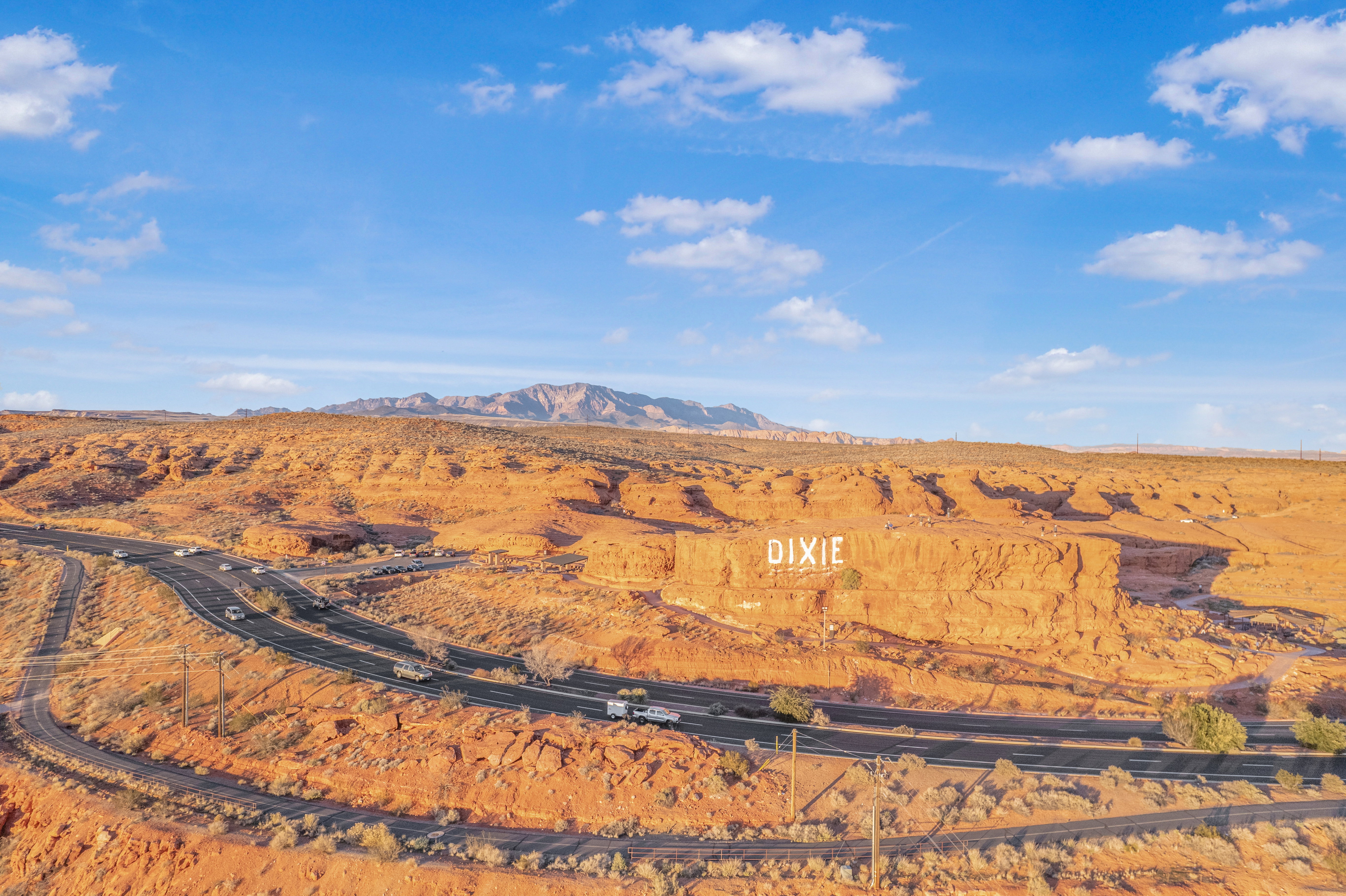 View of mountain backdrop with a desert landscape