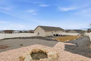 Back of property with a residential view and a fenced backyard