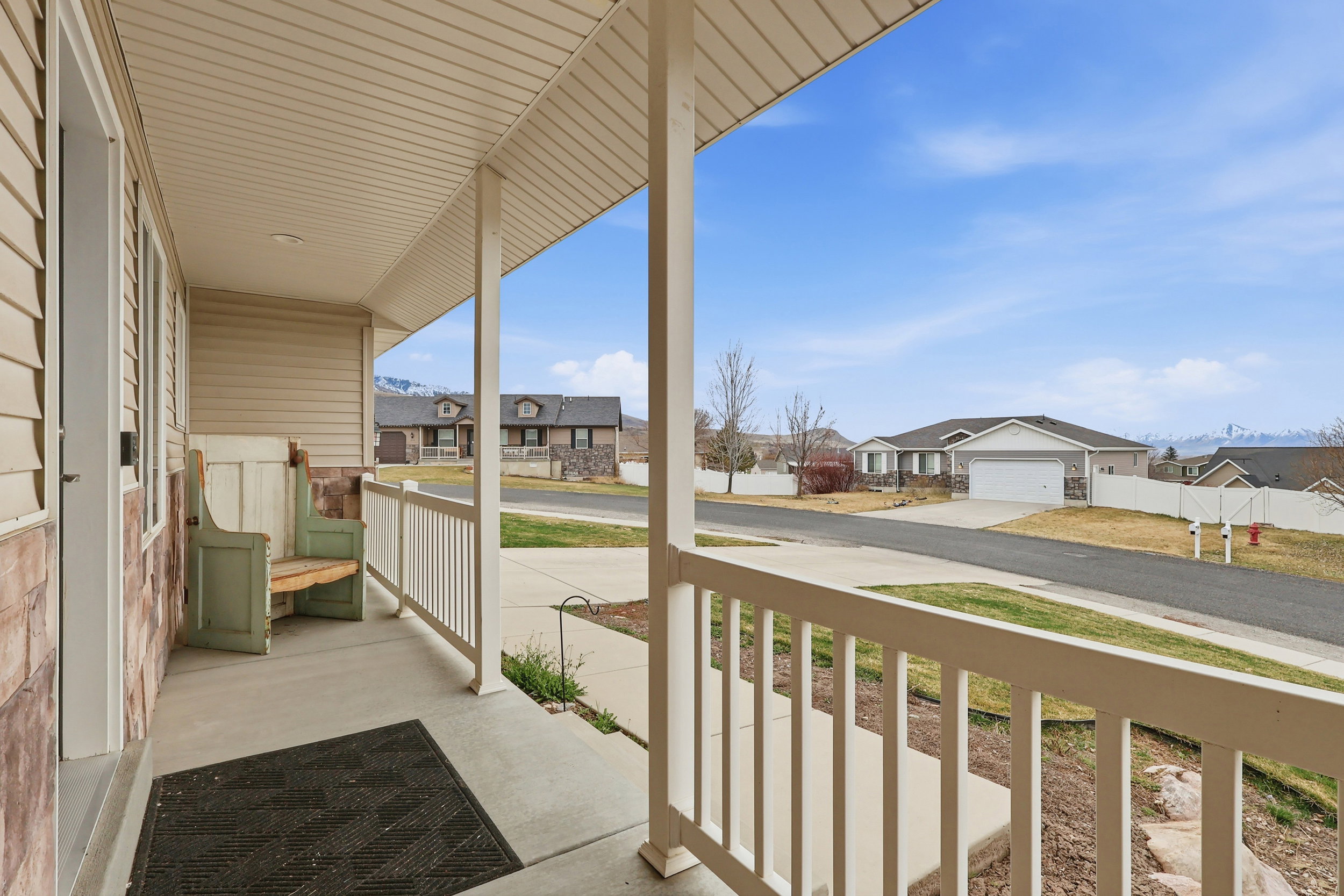 Porch featuring a residential view
