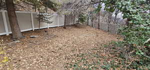 View of fenced backyard
