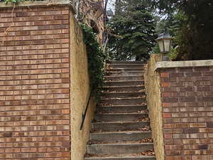 View of Outside stairs to front door.