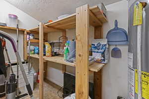 Storage room with water heater