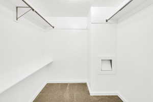 Walk in closet featuring carpet floors