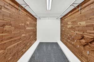 Walk in closet featuring carpet flooring