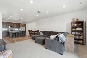 Living room with recessed lighting