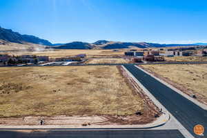 Aerial view of a mountain backdrop