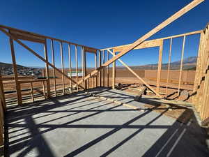 View of patio / terrace featuring a mountain view