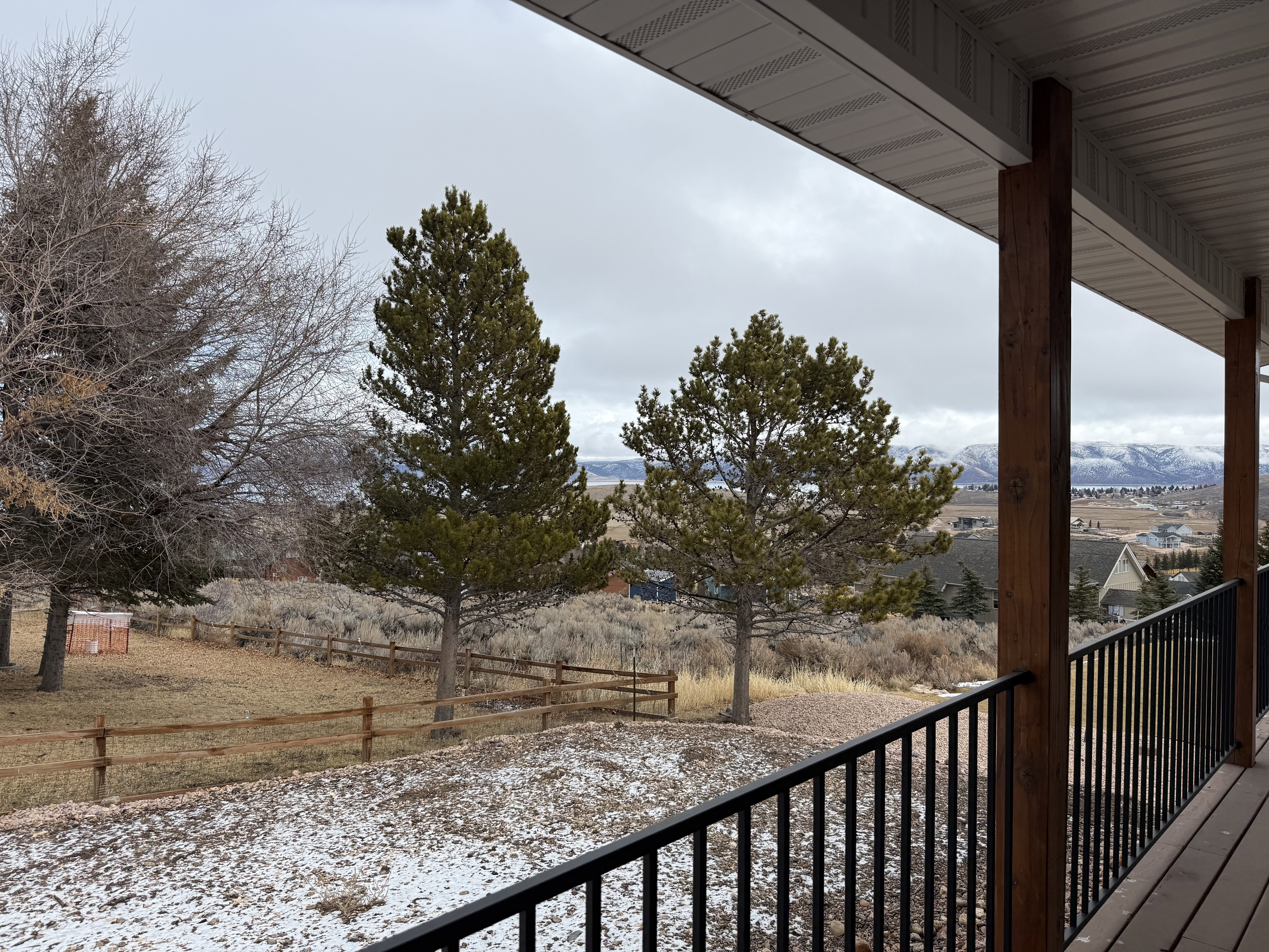 Balcony with a mountain view