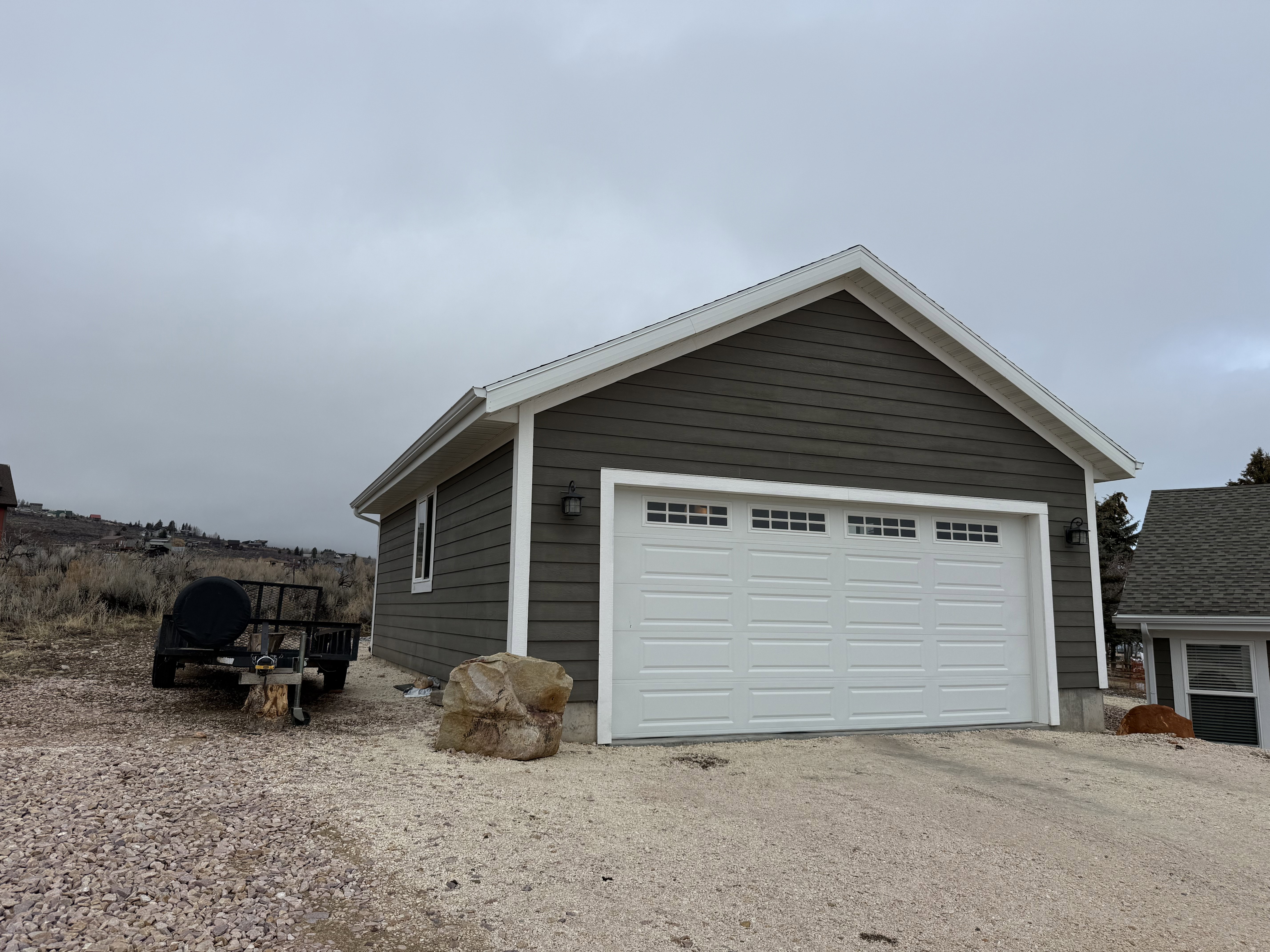 Garage with driveway