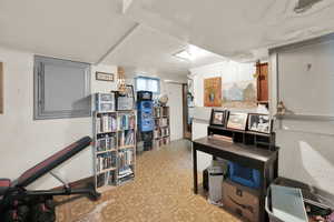Home office featuring light flooring