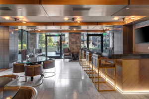 Lobby featuring track lighting