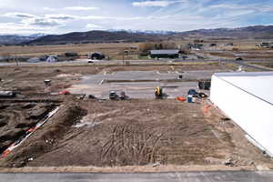 Aerial view of a mountainous background