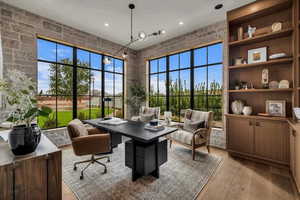 Office area featuring light wood-type flooring