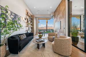 Living area featuring light wood-type flooring