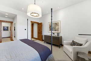 Bedroom with carpet and recessed lighting