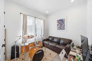 Living room with recessed lighting