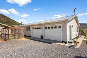 Garage with a mountain view