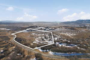 Drone / aerial view of a mountainous background