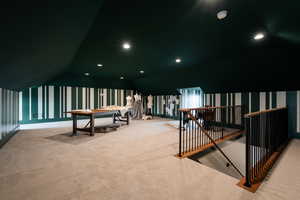 Recreation room featuring recessed lighting